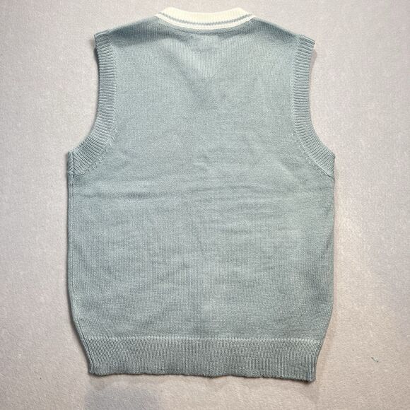 Men’s Vest V Neck Sleeveless Sweater Vest Light Academia Blue Grandpacore Size M - Picture 2 of 7